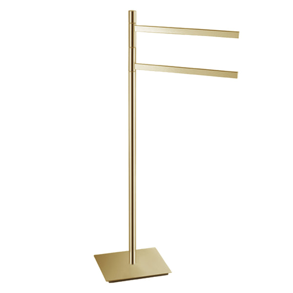 Round Freestanding Towel Holder Brushed Brass (Gold)