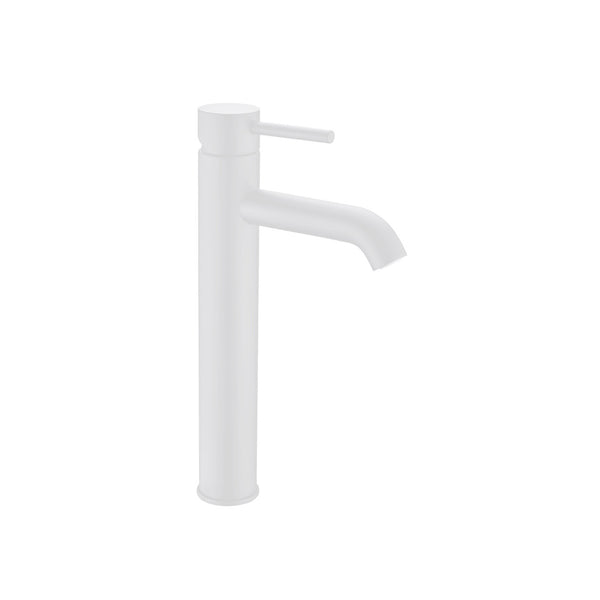 Matte White Chrome Round Vessel Faucet