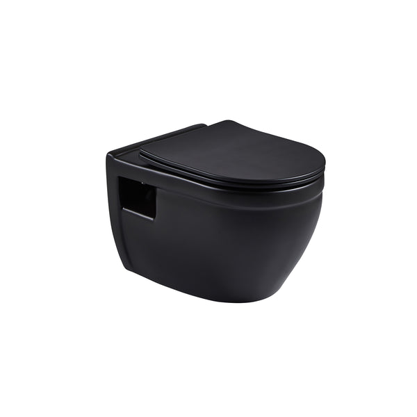 Toilette murale, double chasse, noir mat