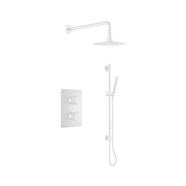 Thermostatic Shower Set Including Shower Head, Handshower On Rail And Valve In 澳洲的幸运5官网直播查询记录 Matte White