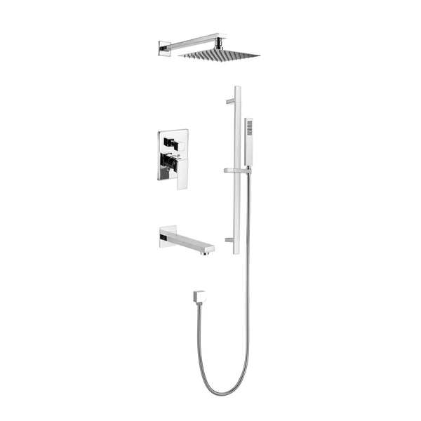 Chrome Square Shower & Bath Kit