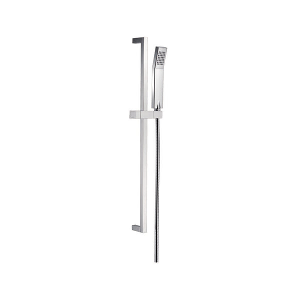 Chrome square hand shower and rail
